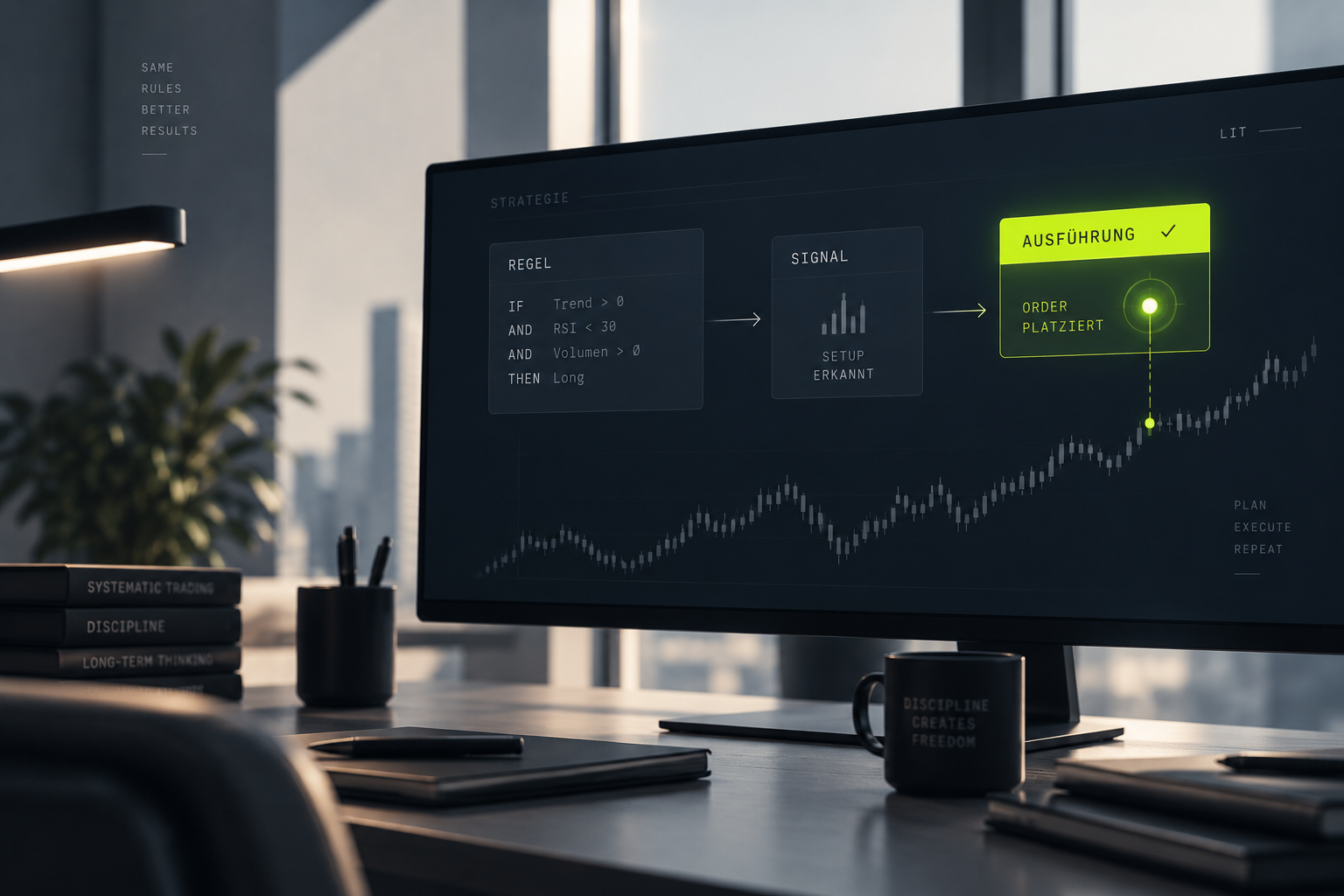 Monitoransicht vom Regelwerk über das Signal bis zur Ausführung